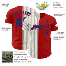 Load image into Gallery viewer, Custom Red Cream-Royal Pinstripe Authentic Split Fashion Baseball Jersey
