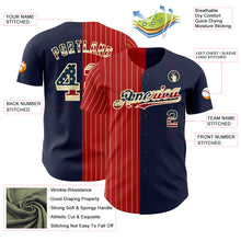 Load image into Gallery viewer, Custom Navy Vintage USA Flag Red-Cream Pinstripe Authentic Split Fashion Baseball Jersey
