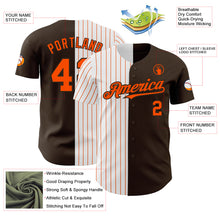 Load image into Gallery viewer, Custom Brown White-Orange Pinstripe Authentic Split Fashion Baseball Jersey

