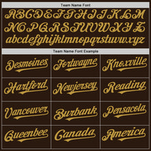 Load image into Gallery viewer, Custom Brown White-Old Gold Pinstripe Authentic Split Fashion Baseball Jersey
