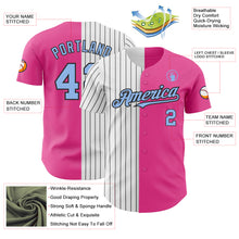 Load image into Gallery viewer, Custom Pink Light Blue-Black Pinstripe Authentic Split Fashion Baseball Jersey
