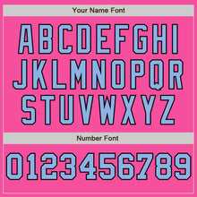 Load image into Gallery viewer, Custom Pink Light Blue-Black Pinstripe Authentic Split Fashion Baseball Jersey
