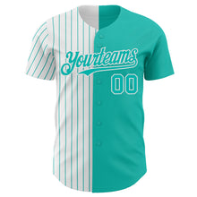 Load image into Gallery viewer, Custom Aqua White-Aqua Pinstripe Authentic Split Fashion Baseball Jersey
