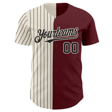 Load image into Gallery viewer, Custom Burgundy Cream-Black Pinstripe Authentic Split Fashion Baseball Jersey
