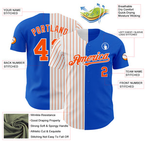 Custom Thunder Blue White-Orange Pinstripe Authentic Split Fashion Baseball Jersey