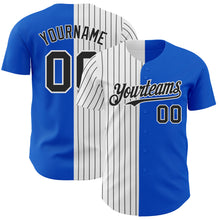 Load image into Gallery viewer, Custom Thunder Blue White-Black Pinstripe Authentic Split Fashion Baseball Jersey
