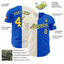 Load image into Gallery viewer, Custom Thunder Blue White-Yellow Pinstripe Authentic Split Fashion Baseball Jersey
