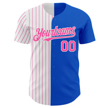 Load image into Gallery viewer, Custom Thunder Blue White-Pink Pinstripe Authentic Split Fashion Baseball Jersey
