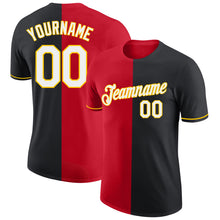 Load image into Gallery viewer, Custom Black Red-Yellow Split Fashion Performance T-Shirt
