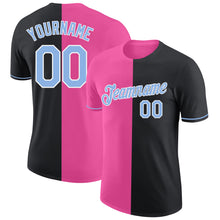 Load image into Gallery viewer, Custom Black Light Blue-Pink Split Fashion Performance T-Shirt
