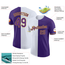 Load image into Gallery viewer, Custom Purple White-Yellow Split Fashion Performance T-Shirt
