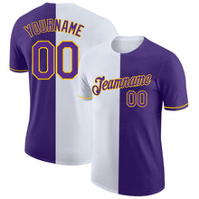 Load image into Gallery viewer, Custom Purple White-Yellow Split Fashion Performance T-Shirt
