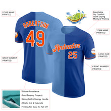 Load image into Gallery viewer, Custom Royal Orange-Light Blue Split Fashion Performance T-Shirt
