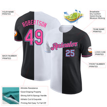 Load image into Gallery viewer, Custom Black Pink-Light Blue Split Fashion Performance T-Shirt
