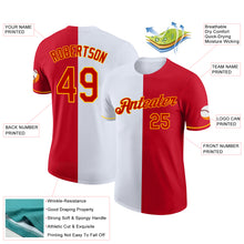 Load image into Gallery viewer, Custom Red White-Yellow Split Fashion Performance T-Shirt
