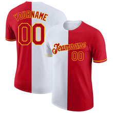 Load image into Gallery viewer, Custom Red White-Yellow Split Fashion Performance T-Shirt

