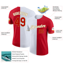 Load image into Gallery viewer, Custom Red White-Old Gold Split Fashion Performance T-Shirt
