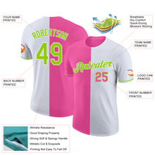Load image into Gallery viewer, Custom White Neon Green-Pink Split Fashion Performance T-Shirt
