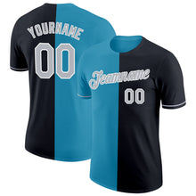 Load image into Gallery viewer, Custom Black Gray-Panther Blue Split Fashion Performance T-Shirt
