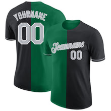 Load image into Gallery viewer, Custom Black Gray-Kelly Green Split Fashion Performance T-Shirt
