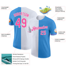 Load image into Gallery viewer, Custom Powder Blue Pink-White Split Fashion Performance T-Shirt
