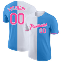 Load image into Gallery viewer, Custom Powder Blue Pink-White Split Fashion Performance T-Shirt
