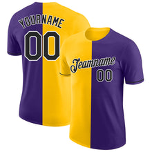 Load image into Gallery viewer, Custom Purple Black-Yellow Split Fashion Performance T-Shirt
