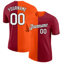 Load image into Gallery viewer, Custom Crimson Orange-Black Split Fashion Performance T-Shirt
