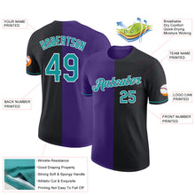 Load image into Gallery viewer, Custom Black Teal-Purple Split Fashion Performance T-Shirt
