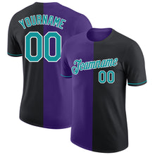 Load image into Gallery viewer, Custom Black Teal-Purple Split Fashion Performance T-Shirt
