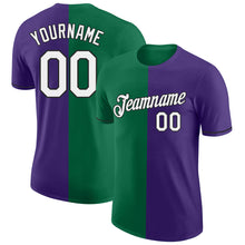 Load image into Gallery viewer, Custom Purple Kelly Green-Black Split Fashion Performance T-Shirt
