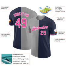 Load image into Gallery viewer, Custom Navy Pink-Gray Split Fashion Performance T-Shirt
