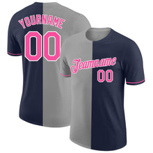 Load image into Gallery viewer, Custom Navy Pink-Gray Split Fashion Performance T-Shirt
