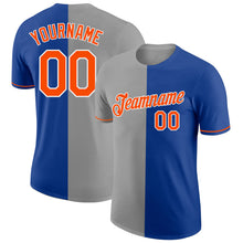 Load image into Gallery viewer, Custom Royal Orange-Gray Split Fashion Performance T-Shirt
