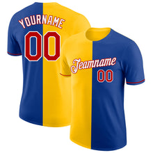 Load image into Gallery viewer, Custom Royal Red-Yellow Split Fashion Performance T-Shirt

