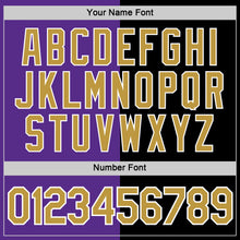 Load image into Gallery viewer, Custom Black Old Gold-Purple Split Fashion Performance T-Shirt
