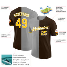 Load image into Gallery viewer, Custom Brown Yellow-Gray Split Fashion Performance T-Shirt
