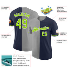 Load image into Gallery viewer, Custom Navy Neon Green-Gray Split Fashion Performance T-Shirt
