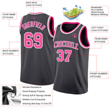 Load image into Gallery viewer, Custom Steel Gray Pink-White Authentic Basketball Jersey
