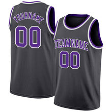 Load image into Gallery viewer, Custom Steel Gray Purple-White Authentic Basketball Jersey
