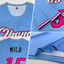 Load image into Gallery viewer, Custom Powder Blue Pink-Black Performance T-Shirt
