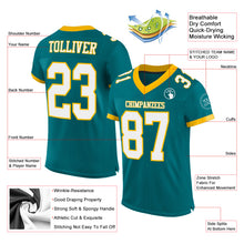 Load image into Gallery viewer, Custom Teal White-Gold Mesh Authentic Football Jersey
