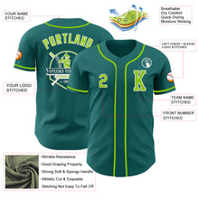 Load image into Gallery viewer, Custom Teal Neon Green-White Authentic Baseball Jersey
