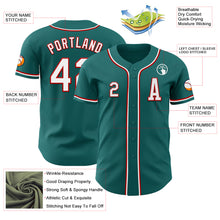 Load image into Gallery viewer, Custom Teal White-Red Authentic Baseball Jersey

