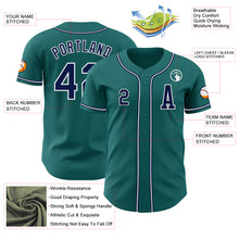 Load image into Gallery viewer, Custom Teal Navy-White Authentic Baseball Jersey
