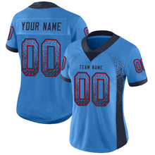 Load image into Gallery viewer, Custom Powder Blue Navy-Red Drift Fashion Football Jersey
