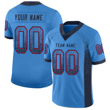Load image into Gallery viewer, Custom Powder Blue Navy-Red Drift Fashion Football Jersey
