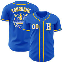 Load image into Gallery viewer, Custom Thunder Blue White-Yellow Authentic Baseball Jersey
