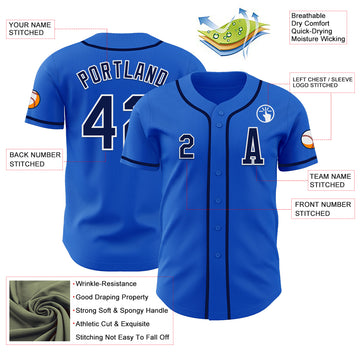Custom Thunder Blue Navy-White Authentic Baseball Jersey