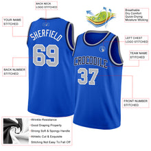 Load image into Gallery viewer, Custom Thunder Blue Gray White-Navy Authentic Basketball Jersey
